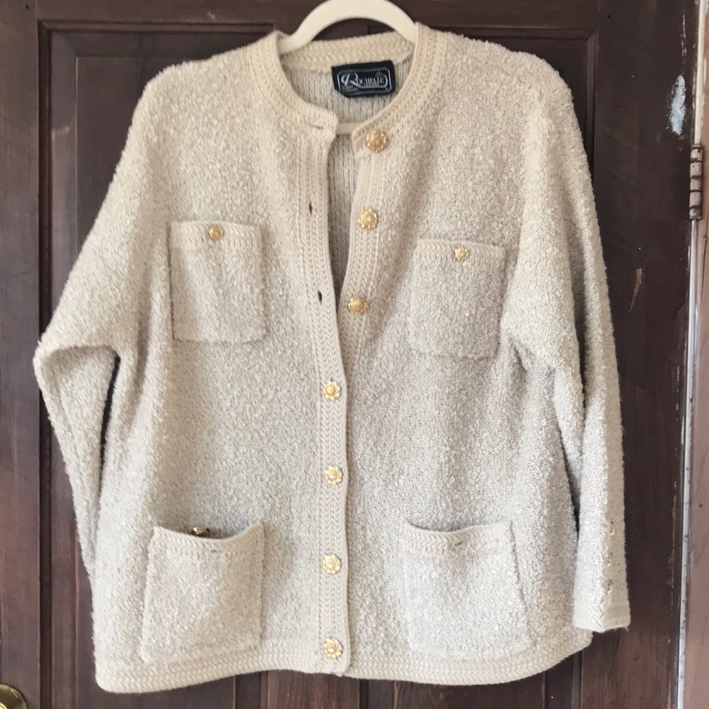 Cream Cardigan with Gold Buttons
